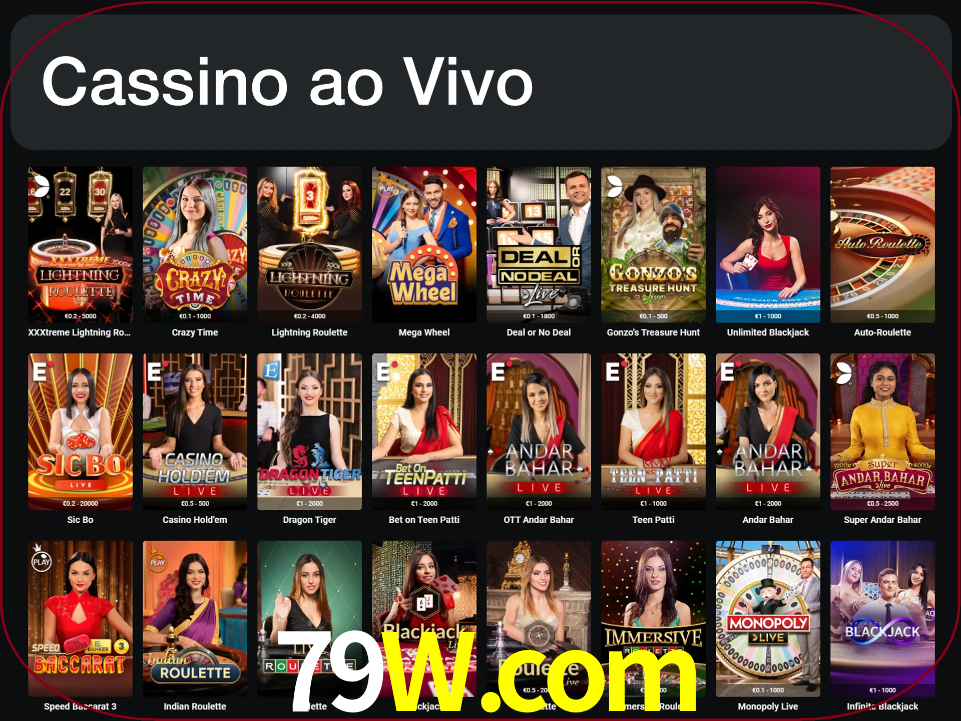 Jogue jogos de cassino com um verdadeiro dealer.
