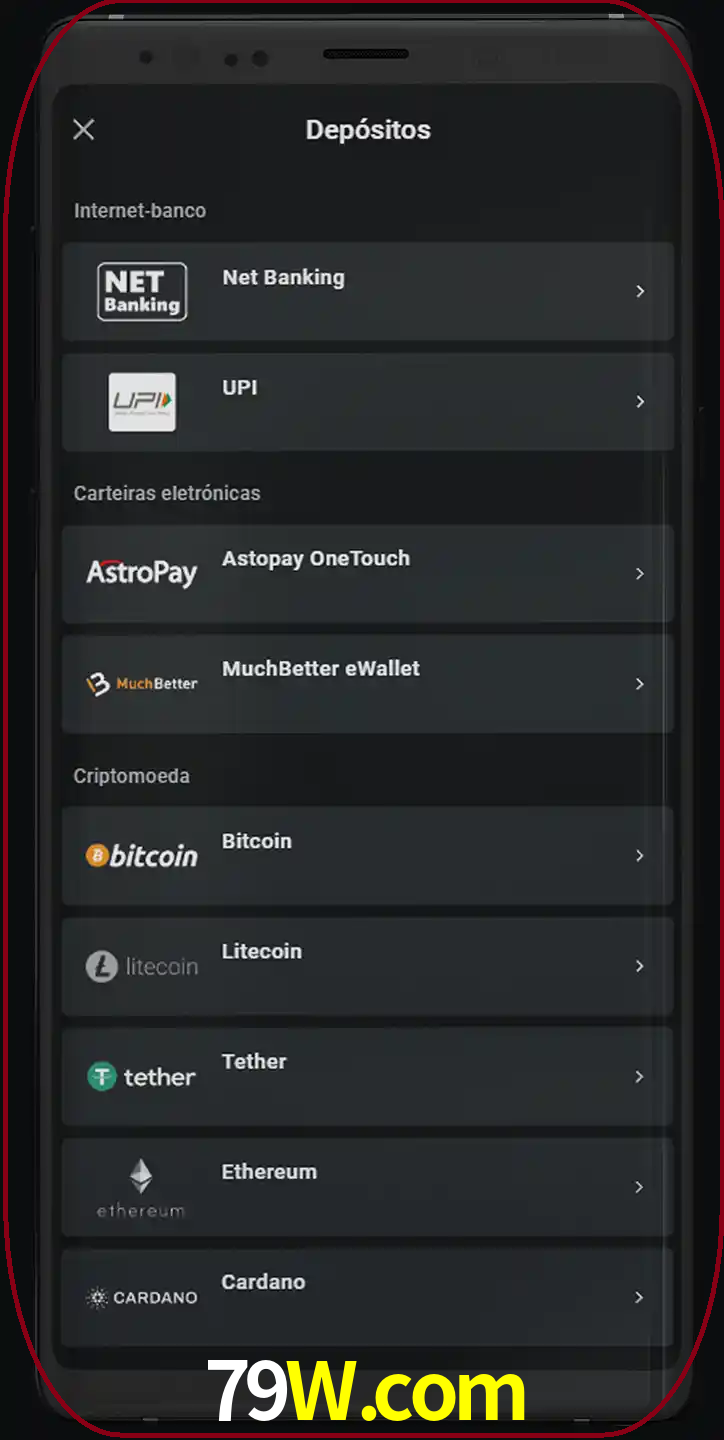 Você pode usar métodos alternativos de depósito.